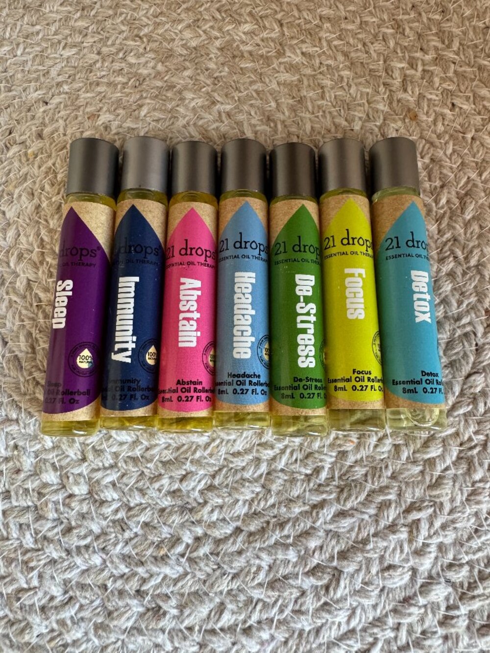 21 Drops, Essential Oil Therapy, Rollerball Set of 7
